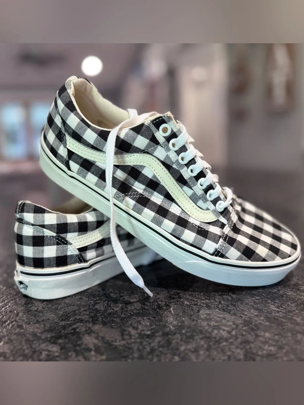 Vans Black & White Gingham Old Skool Sneakers - Picture 1 of 5